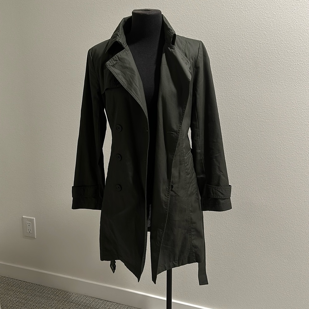 Olive green trench coat
